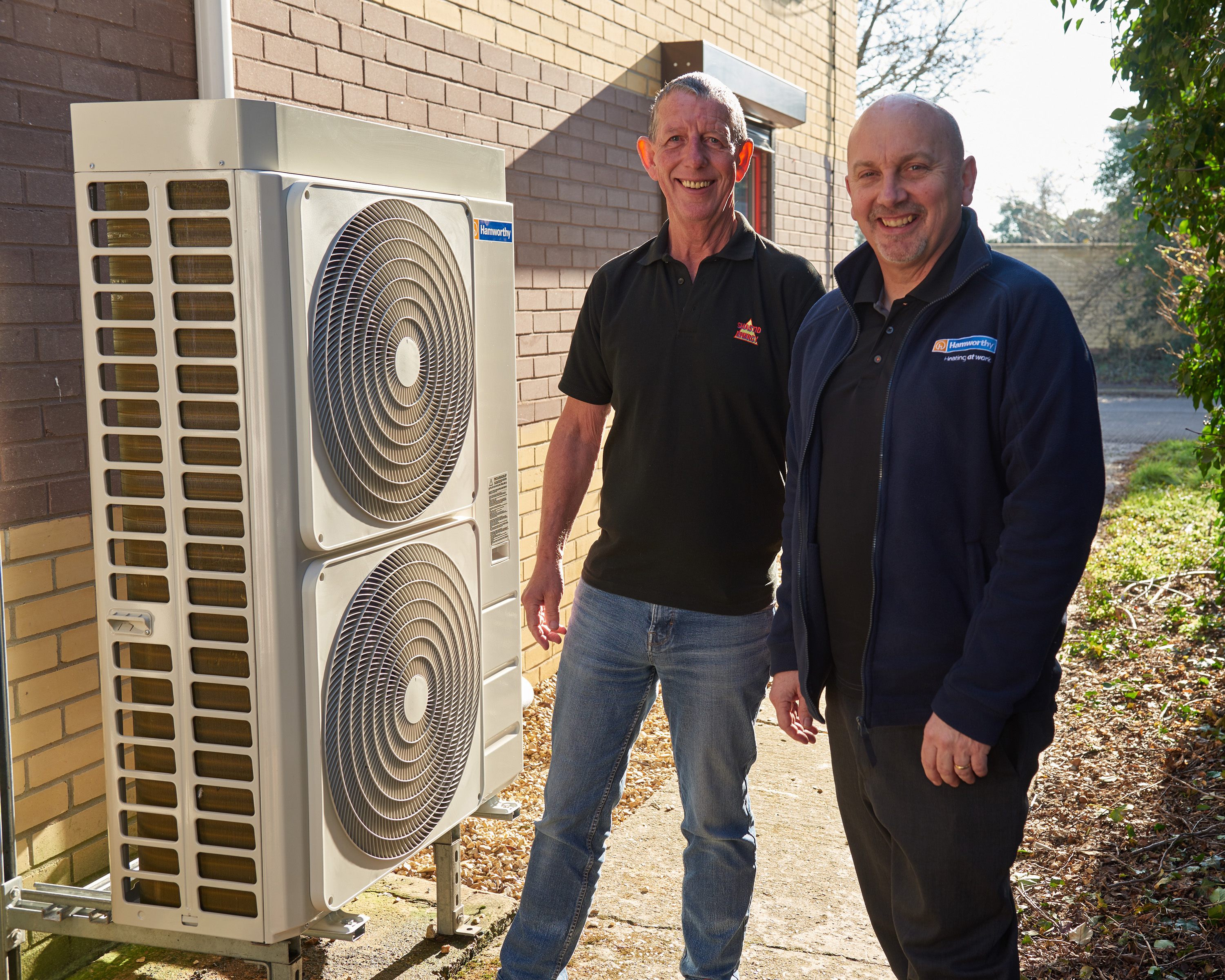 Dave Ward at Shastid Energy with new Tyneham air source heat pump